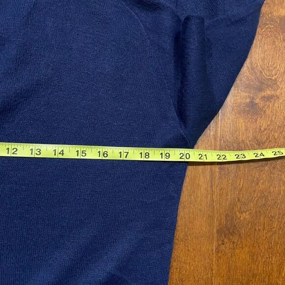 The Fox Sweater Vintage 80s Navy Blue V-Neck Acrylic Sweater Men's Size Large - Picture 8 of 9